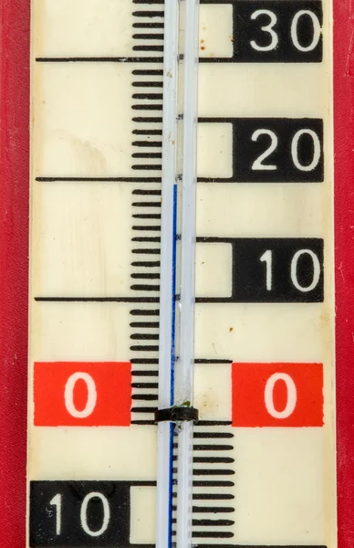 Red plastic retro thermometer — Stock Photo, Image