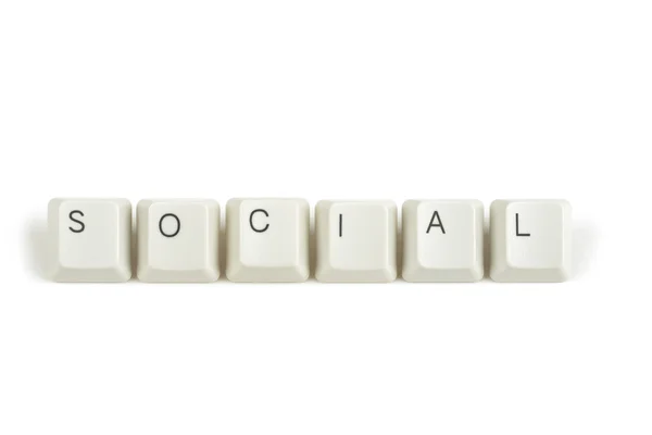 Sociale van verspreide toetsenbordtoetsen op wit — Stockfoto