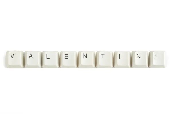 Valentine from scattered keyboard keys on white — Stock Photo, Image
