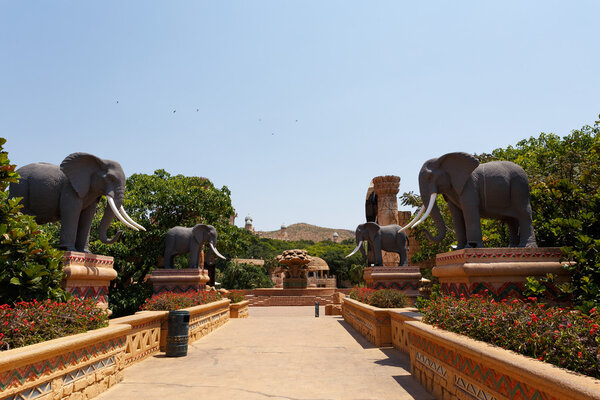 Gigantic elephant statues on Bridge in famous Lost City