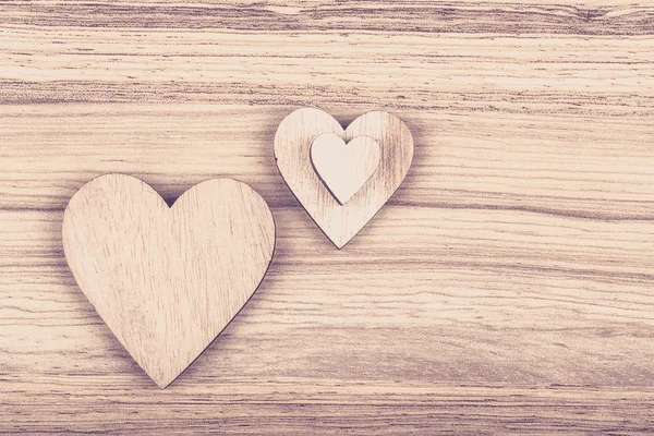 Valentine's wooden hearts — Stock Photo, Image