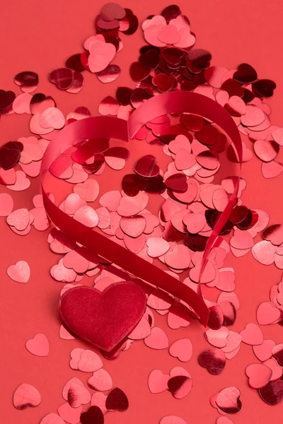 Red hearts confetti — Stock Photo, Image