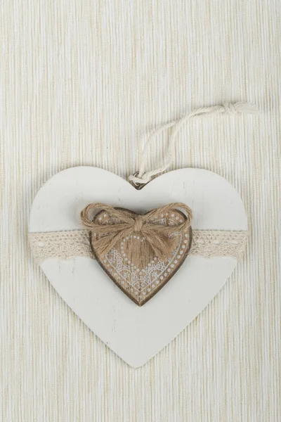 Valentine's wooden hearts — Stock Photo, Image