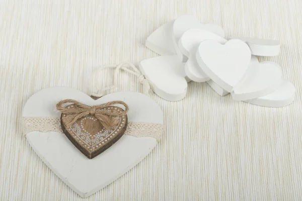 Valentine's wooden hearts — Stock Photo, Image