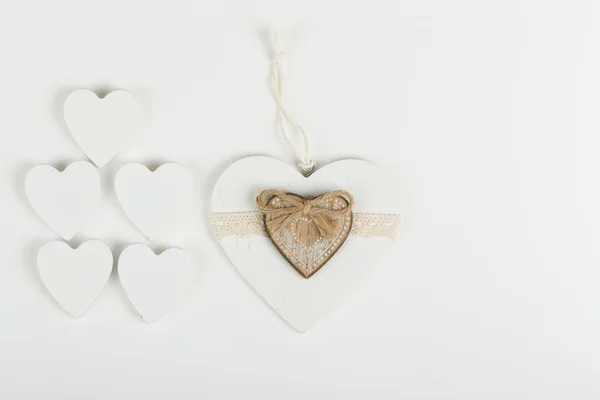 Corazones de madera de San Valentín — Foto de Stock