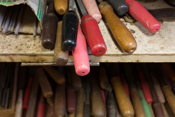 Echte heimische Heimwerkerwerkstatt — Stockfoto