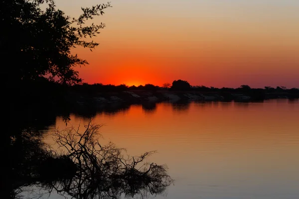 Pôr do sol africano em Zambezi — Fotografia de Stock