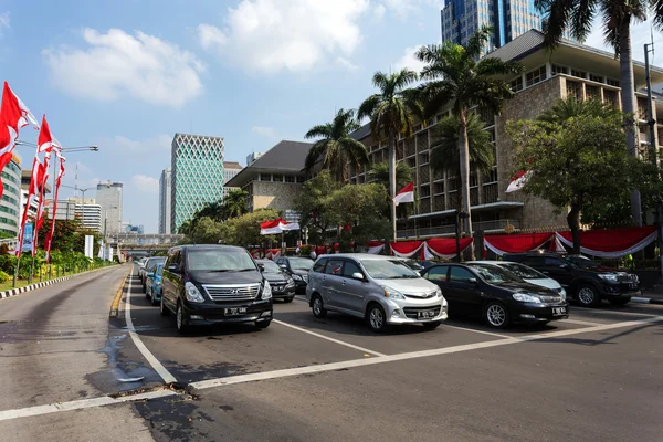 Traffic on main street in central Jakarta — Stock fotografie