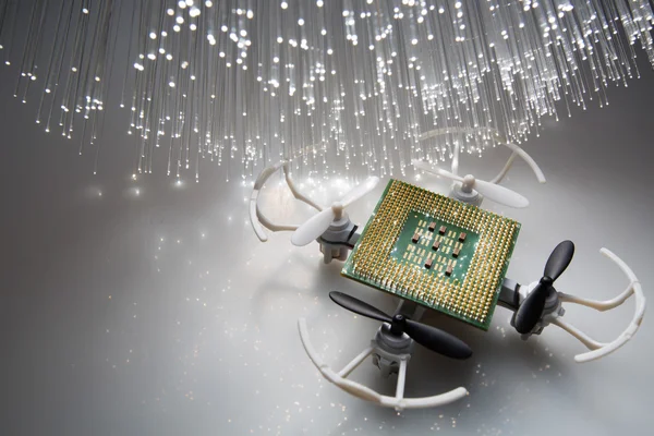 Fiber optics achtergrond met drone — Stockfoto