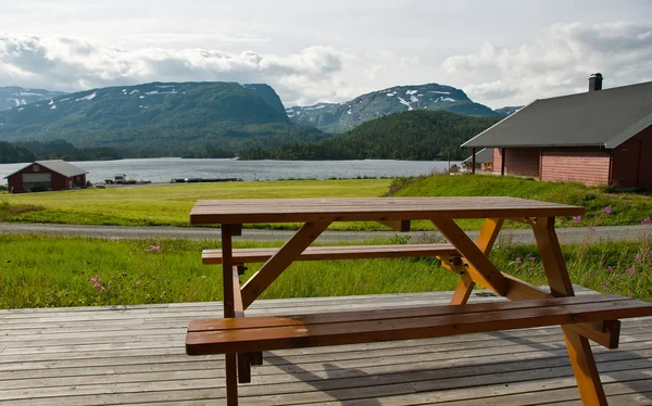 Bench in the sunrise light — Stock Photo, Image