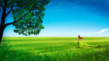 Woman standing in a field clipart