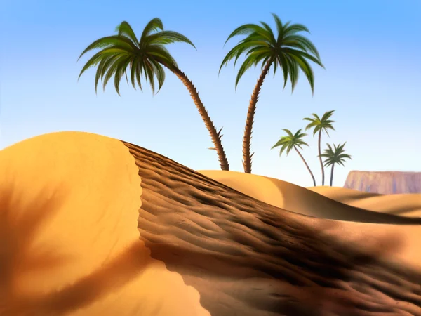 Sand dunes and palm trees — Stock Photo, Image