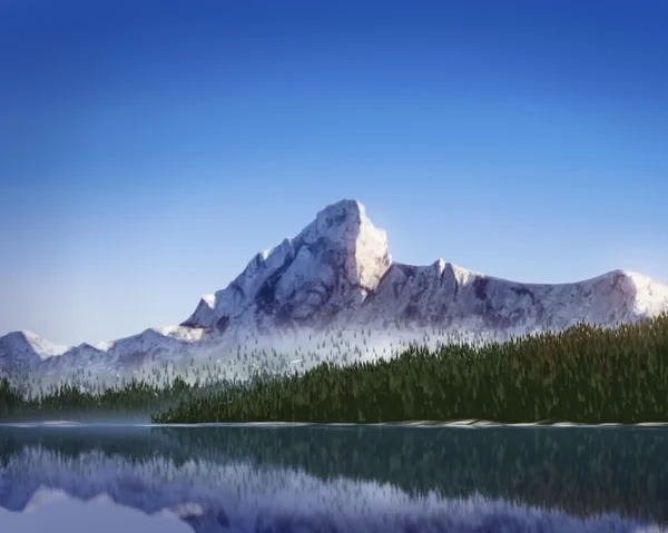 Berg in een meer weerspiegeld — Stockfoto