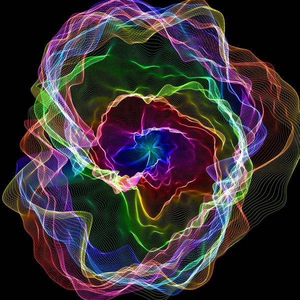 Işıldayan çizgilerin soyut arkaplanı, geleceksel arazi olarak yüzeyler