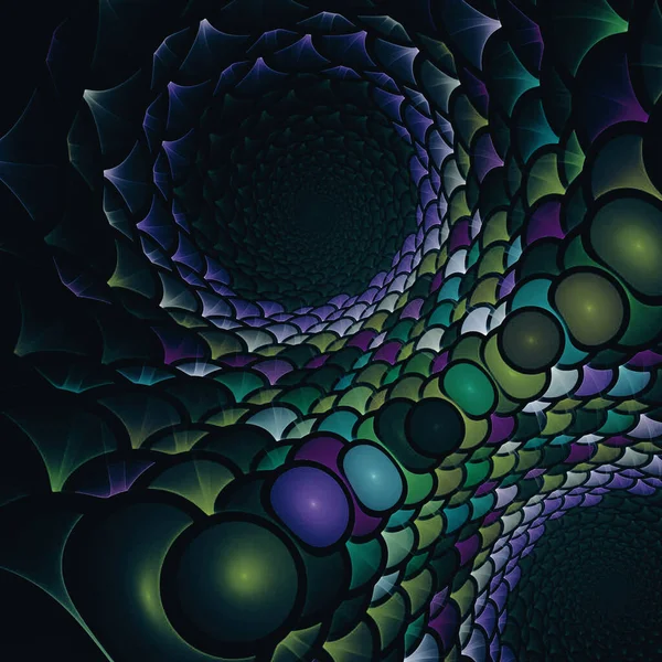 抽象的背景迷幻的彩色铅笔产生的分形圈和螺旋数字图形设计图形占星术 炼金术魔法 — 图库照片