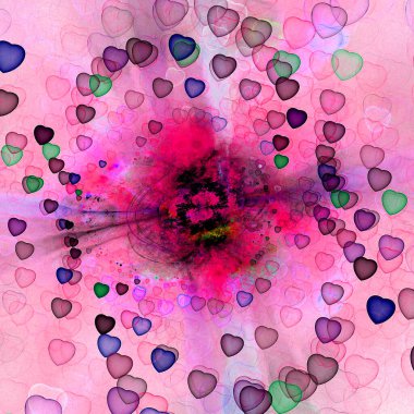 soyut arkaplan psikedelik renkli kalemle oluşturulmuş fraktal daireler ve spiral dijital grafik tasarımı grafiksel astroloji. Simya. Sihir
