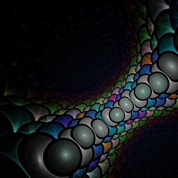 Abstrakt Bakgrund Psykedelisk Färgad Penciled Genererade Fraktal Cirklar Och Spiraler — Stockfoto
