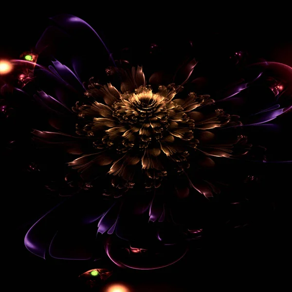 Abstract glowing flower. futuristic fractal blossom. Fantasy fractal design for posters, wallpapers or t-shirts. Digital art. 3D rendering.