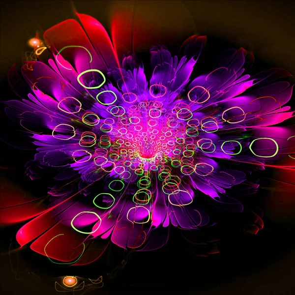 Abstract glowing flower. futuristic fractal blossom. Fantasy fractal design for posters, wallpapers or t-shirts. Digital art. 3D rendering.