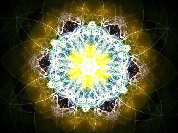 Streszczenie Fraktalnego Tła Geometrycznym Wzorem Kwiatowymi Motywami — Zdjęcie stockowe