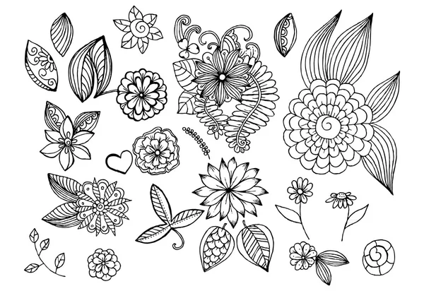 Floral design elements in black and white — Stock Vector