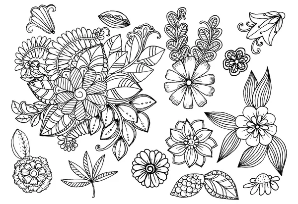 Floral design elements in black and white — Stock Vector