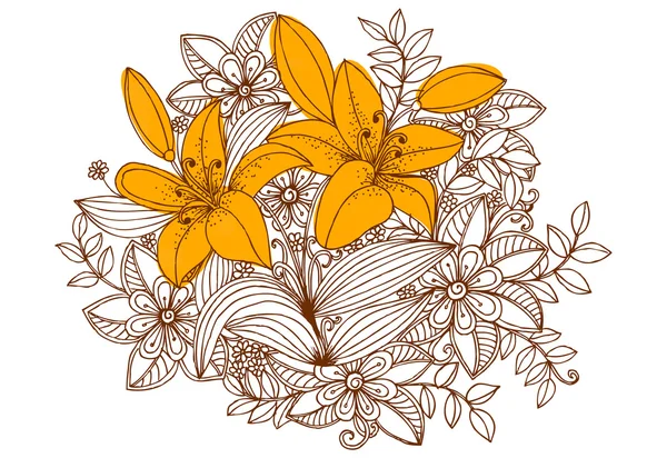 El çizim çiçek doodles — Stok Vektör