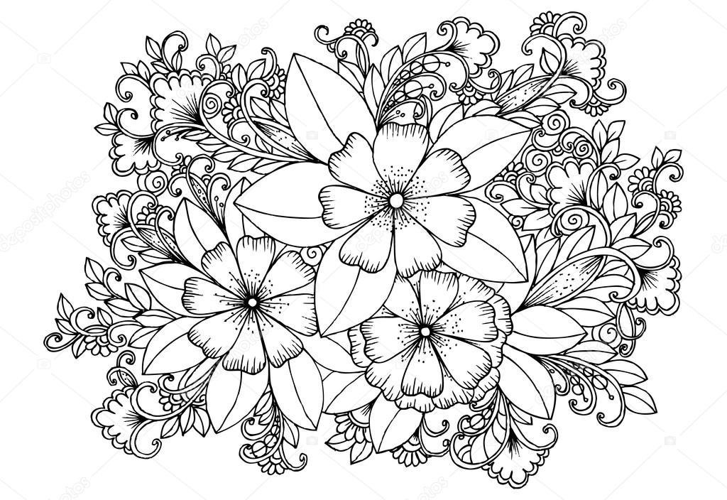 Floral doodles coloring book
