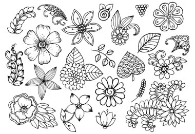 Çiçekler için sayfa boyama doodle