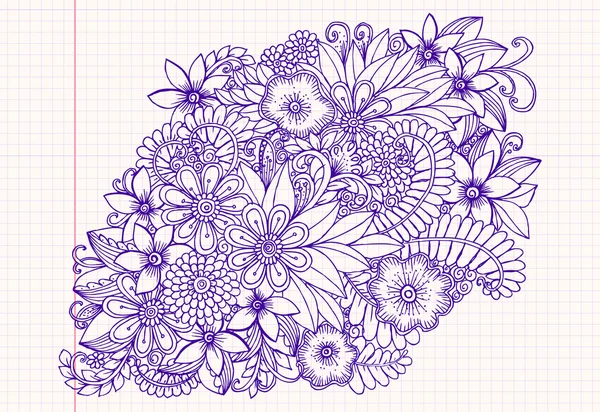 Flores desenhadas à mão como desenho de caneta — Vetor de Stock