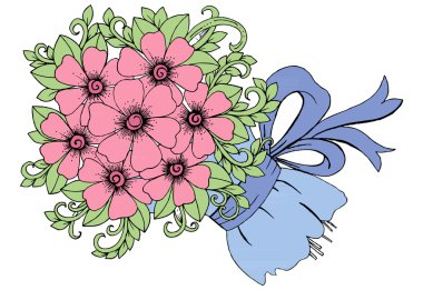 Buket çiçek yay ile