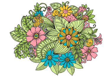 Doodle çiçekli Vintage kartı