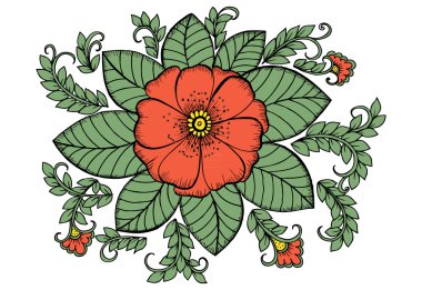 Doodle çiçekli Vintage kartı