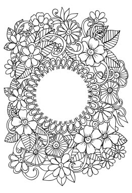 Doodle vektör çerçeve çiçek