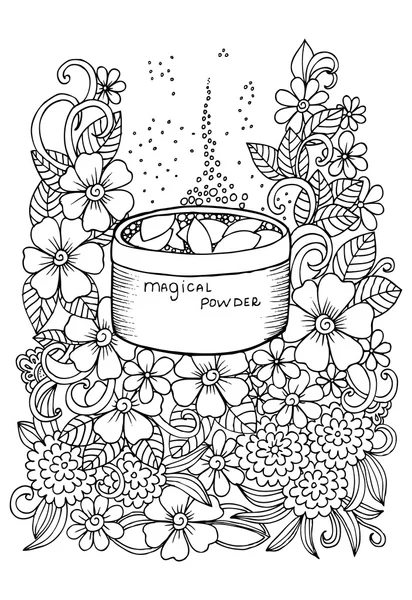 Doodle bloemen en magische poeder voor uw creatieve — Stockvector