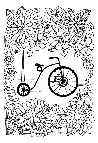 Retro Bisiklet ve bir şehirde sokak lambası