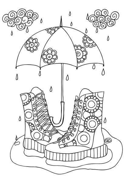Imagen de temporada con botas y paraguas — Archivo Imágenes Vectoriales