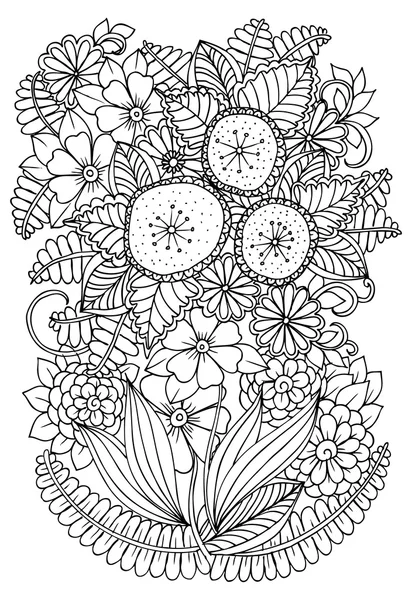Patrón floral Doodle en blanco y negro . — Archivo Imágenes Vectoriales