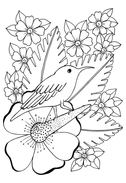 Zúgó madár egy virág — Stock Vector