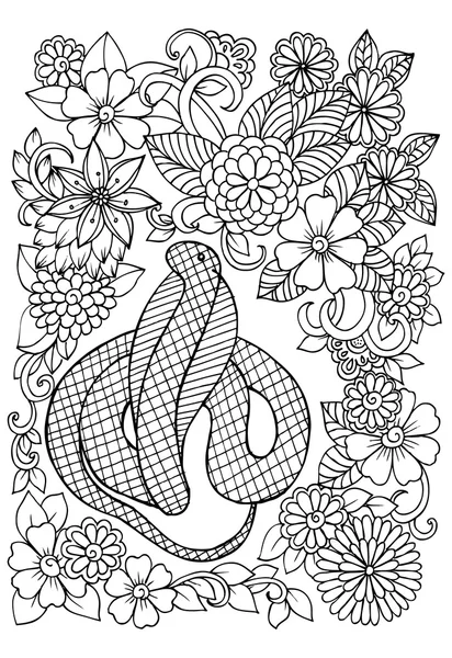 Doodle flores e a cobra —  Vetores de Stock