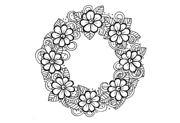 Doodle vector marco floral — Vector de stock