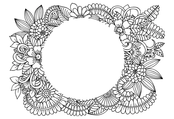 Doodle quadro floral vetor — Vetor de Stock