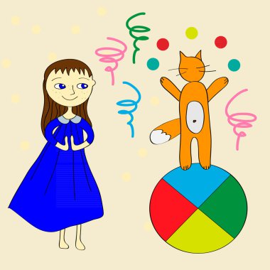 Küçük kız ve bir kedi