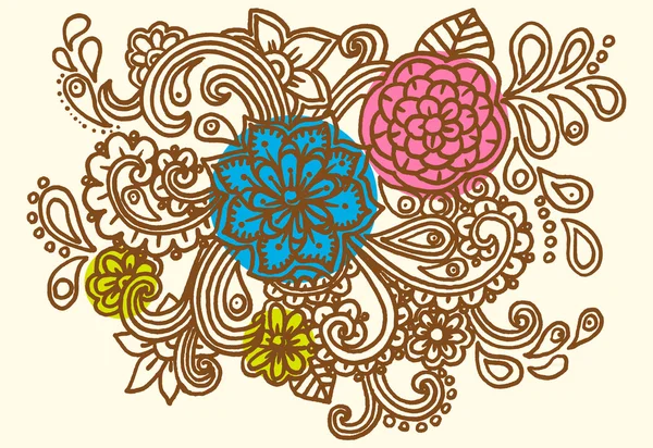 Vetor vintage mão desenho doodle flores — Vetor de Stock