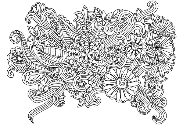 Vector doodle elementos florais para livros de design ou coloração —  Vetores de Stock