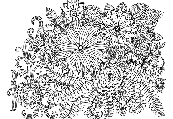 Tasarım veya boyama kitapları için vektör doodle çiçek öğeleri