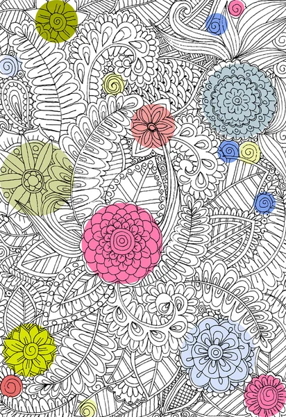 Vector doodle elementos florales para libros de diseño o para colorear — Archivo Imágenes Vectoriales