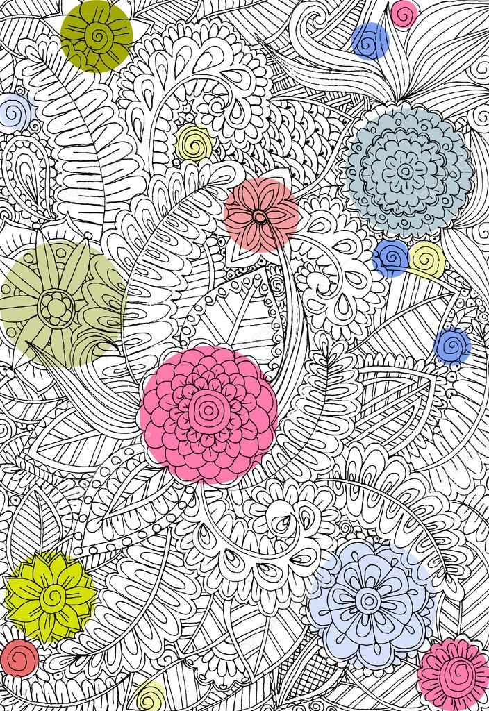 Vector doodle floral elements for design or coloring books