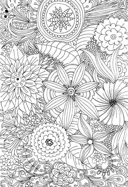 Vector doodle elementos florales para libros de diseño o para colorear — Archivo Imágenes Vectoriales