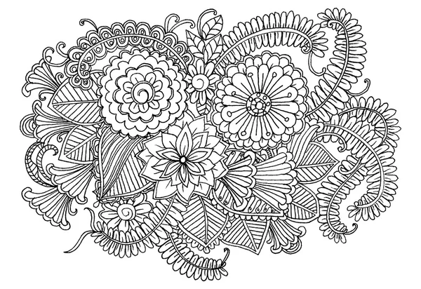 Vector doodle elementos florais para livros de design ou coloração — Vetor de Stock